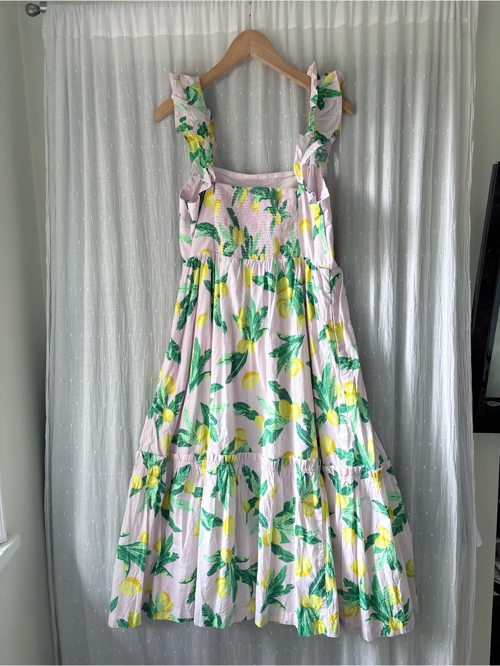 J. Crew Pink Lemon-Print Sundress with Green Accents - Picture 4 of 8